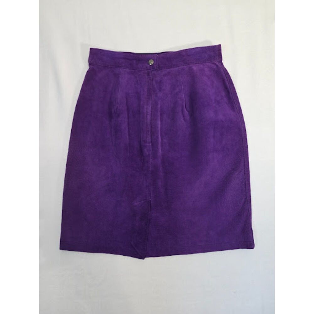 Vintage 90s G-III Global Identity Purple Suede Leather Pencil Skirt Womens 9/10
